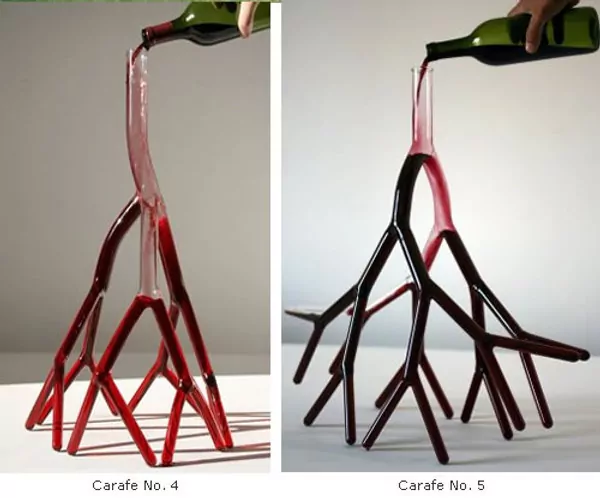 The Strange Carafes, recipientes para el vino con forma de raices