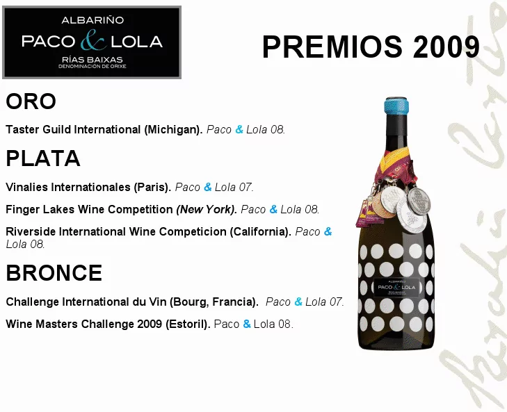 El albariño Paco & Lola sigue cosechando premios fuera de España