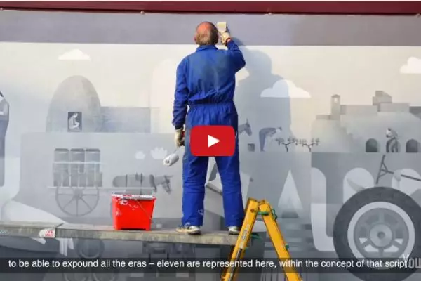 La historia del vino en un mural