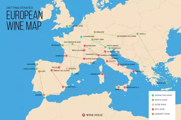 Así es el mapa de los grandes vinos europeos